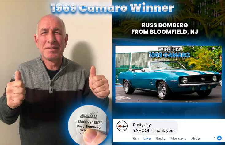 1969 Camaro 
Russ Bomberg - Ticket # a430009948876