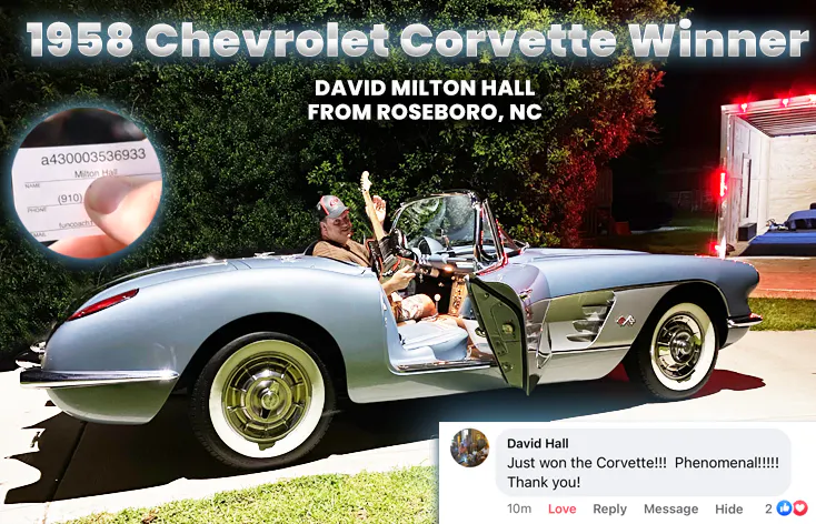 1958 Chevrolet Corvette
David Milton Hall - Ticket # a430003536933